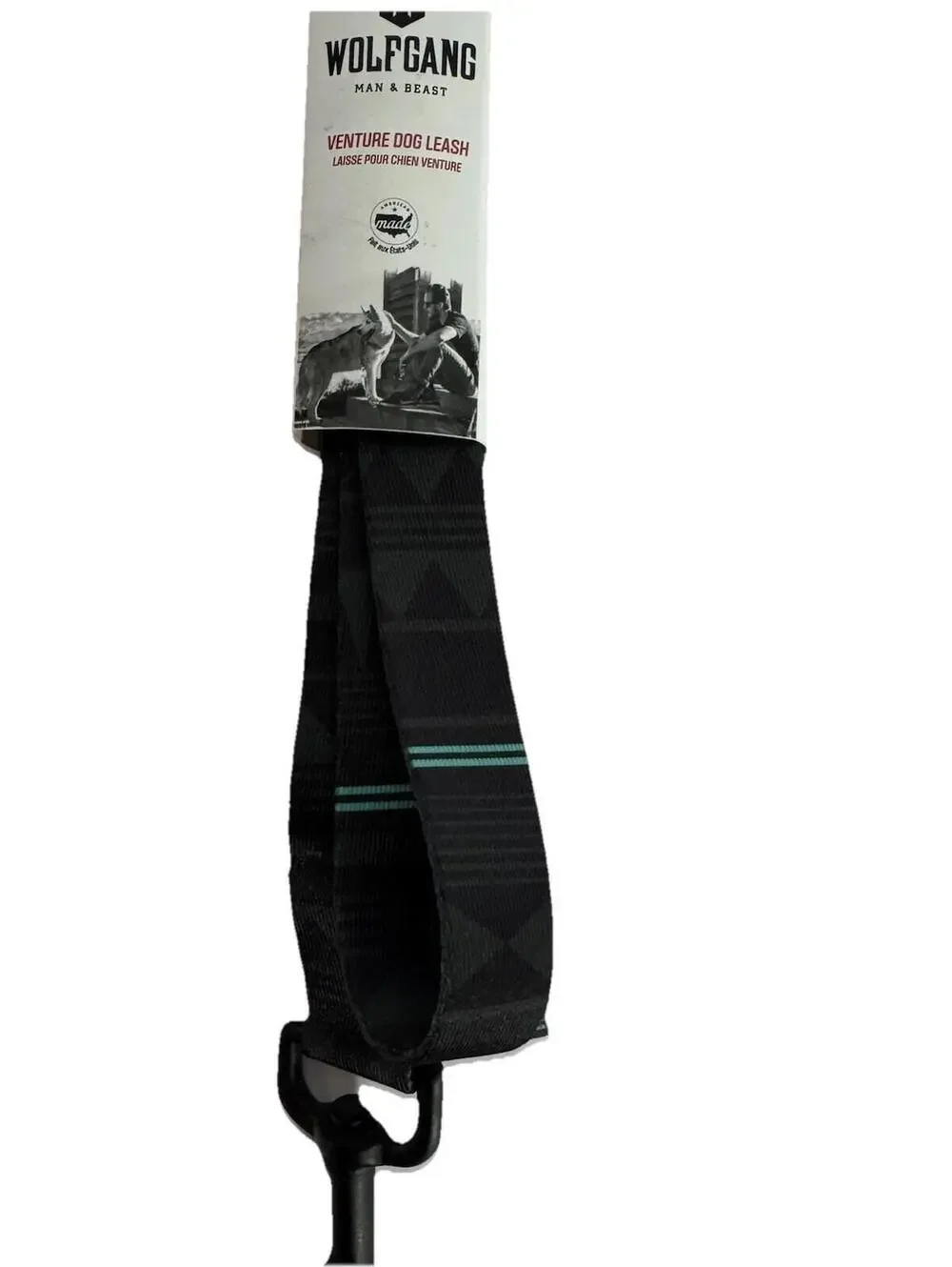 (RG) Wolfgang Man & Beast Venture Dog Leash 6ft Black Plaid Heavy Duty Made NWT